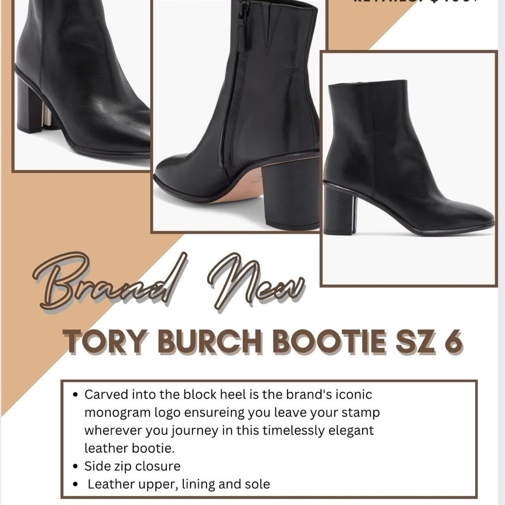 Tory Burch Black Leather Booties